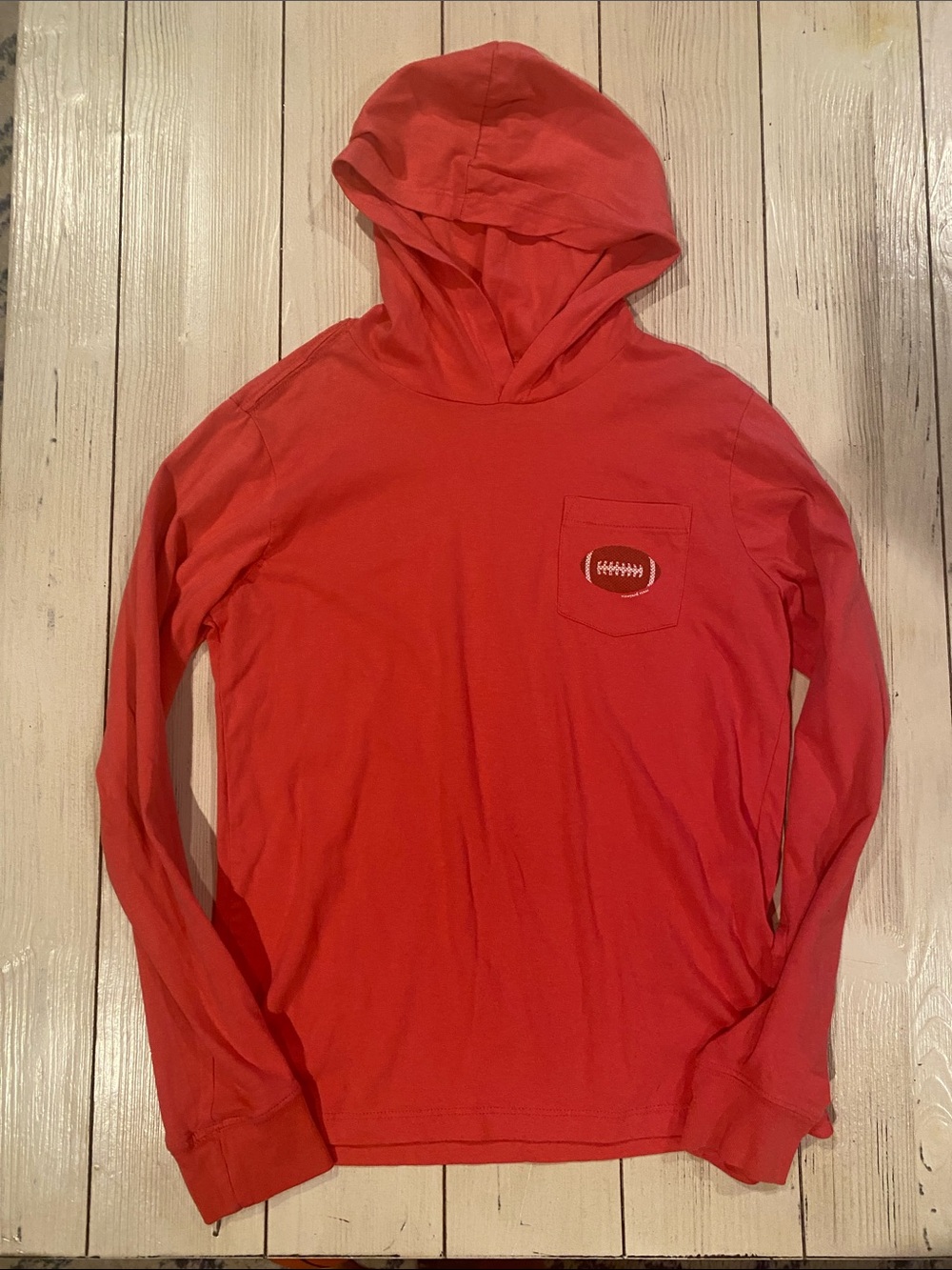 Vineyard Vines Coral/salmon Hooded Long-Sleeve Tee with Pocket